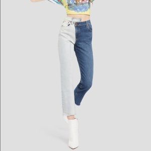 Alice+Olivia AMAZING TWO TONE HIGH RISE JEAN